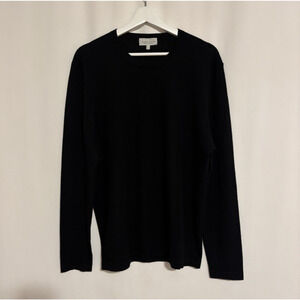 Neiman Marcus Cashmere Sweater Large Superfine Black Crew Relaxed